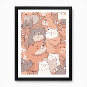 Bears Kawaii Illustration 3 Art Print