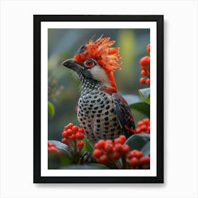 Bird Perched On Berries Art Print