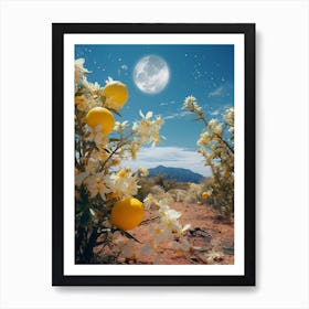 lemons in the desert cosmic surrealism Art Print