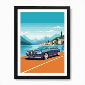 A Chrysler 300 Car In The Lake Como Italy Illustration 1 Art Print