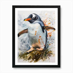 Humboldt Penguin Livingston Island Watercolour Painting 2 Art Print