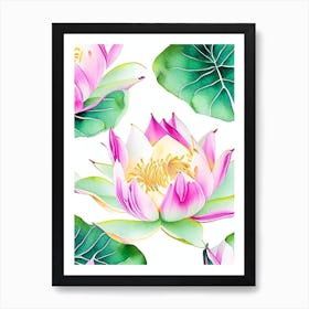 Lotus Flower Pattern Watercolour 4 Art Print