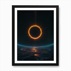 Fire moon space Art Print