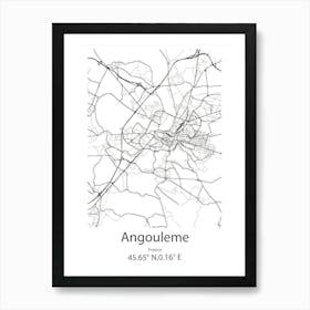 Angouleme,France Minimalist Map Art Print