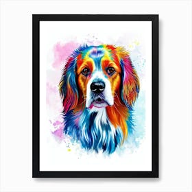 English Setter Rainbow Oil Painting Dog Art Print