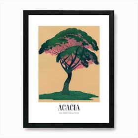 Acacia Tree Colourful Illustration 3 Poster Art Print