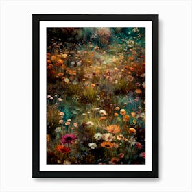 Field Of Flowers meadow  nature flora Art Print