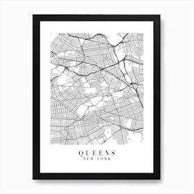 Queens New York Street Map Minimal Art Print