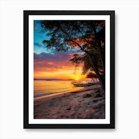 Gili Trawangan Beach Indonesia At Sunset, Vibrant Painting 2 Art Print