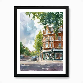 Ealing London Borough   Street Watercolour 1 Art Print