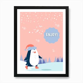 Penguin winter Art Print