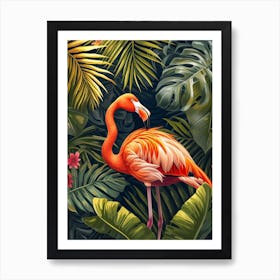 Greater Flamingo Greece Tropical Illustration 6 Art Print