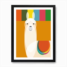 Mid Century Geometric Llama Art Print