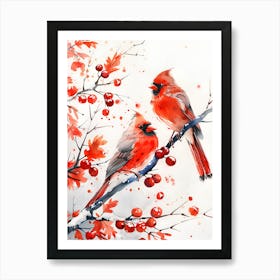 Cardinals On A Branch Art Print