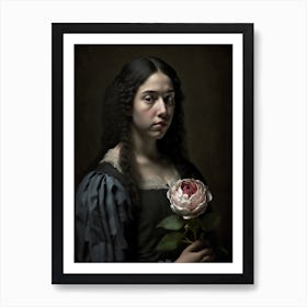 Portrait Of A Young Sad Woman Art Print