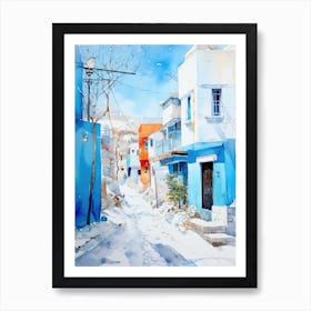 Blue Houses In Winter Art Print