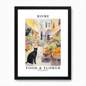 Food Market With Cats In Rome 4 Poster Art Print