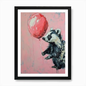 Cute Badger 1 With Balloon Art Print