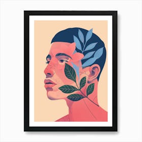 Man With Leaves On His Head 1 Art Print