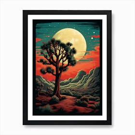  Retro Illustration Of A Joshua Tree At Night In Grand 4 Art Print