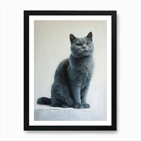 Russian Blue Cat Painting 1 Art Print