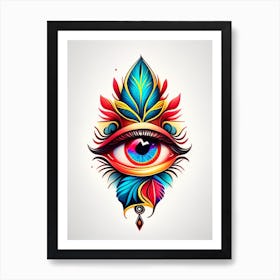 Wisdom, Symbol, Third Eye Tattoo 1 Art Print