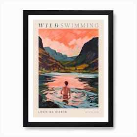 Wild Swimming At Loch An Eilein Scotland 1 Poster Art Print