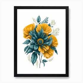 Minimal Marigold Flower Painting (13) Art Print