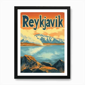 Aihrgdesign A Retro Travel Poster For Reykjavik 1 Art Print