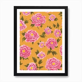 Peony Floral Print Retro Pattern 1 Flower Art Print