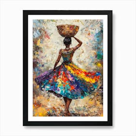 African Woman With Basket 3 Art Print