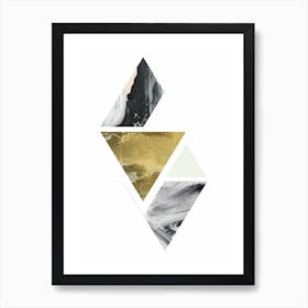 Textured Abstract Peach and Grey Triangles Art Print