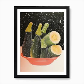 Art Deco Zucchini In A Bowl Affiche