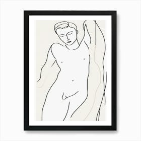 Nude  man  Abstract Lines Art Print