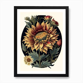 Gazania 1 Floral Botanical Vintage Poster Flower Art Print