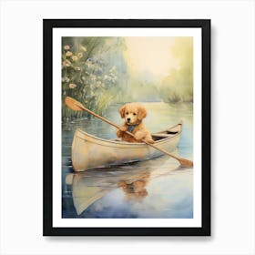 Rowing Teddy Bear Painting Watercolour 3 Art Print