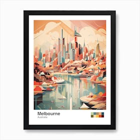 Melbourne, Australia, Geometric Illustration 4 Poster Art Print