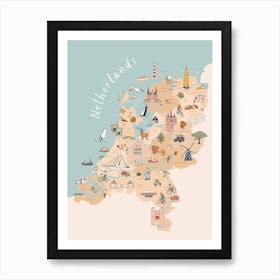 Netherlands Illustrated Map Art Print