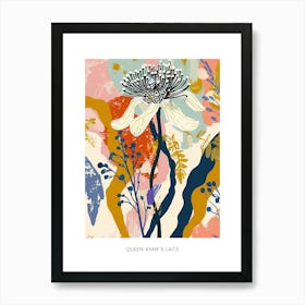 Colourful Flower Illustration Poster Queen Annes Lace 1 Art Print