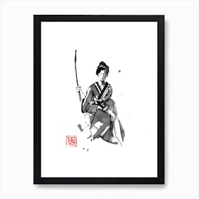 Geisha And Katana Art Print