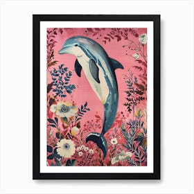 Floral Animal Painting Dolphin 3 Art Print