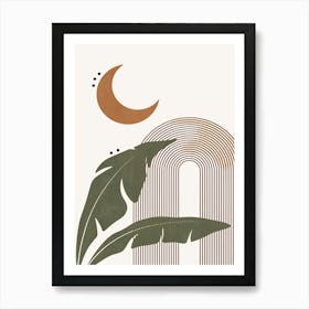 Moon & Leaf Art Print