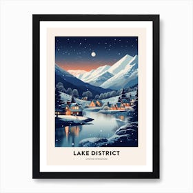 Winter Night  Travel Poster Lake District United Kingdom 1 Art Print