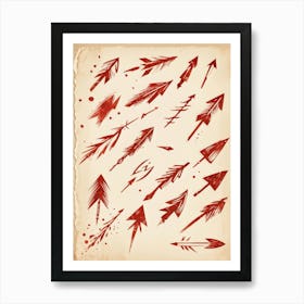 Brushstroke Designed Hand Drawn Arrow Icons Detailed Brushwork Strokes Visible Mix Of Red And Bro (6) Art Print