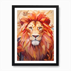 Lion Art Painting Cubistic Style 4 Art Print