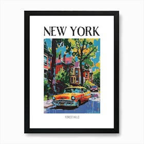 Forest Hills New York Colourful Silkscreen Illustration 2 Poster Art Print