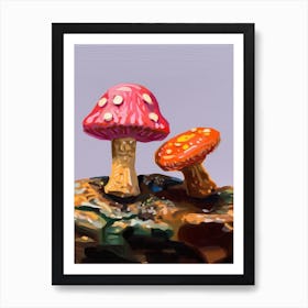 Mushrooms Oil Painting 1 Art Print