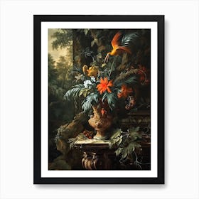 Baroque Floral Still Life Bird Of Paradise 2 Art Print