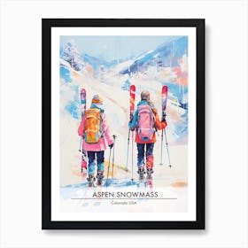 Aspen Snowmass   Colorado Usa, Ski Resort Poster Illustration 4 Art Print