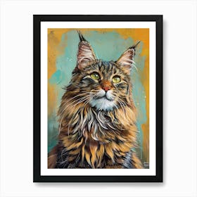 Maine Coon Relief Illustration 2 Art Print